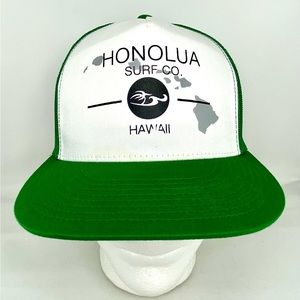 Honolulu Surf Co. Hawaii Hat Green Trucker Snapback Cap